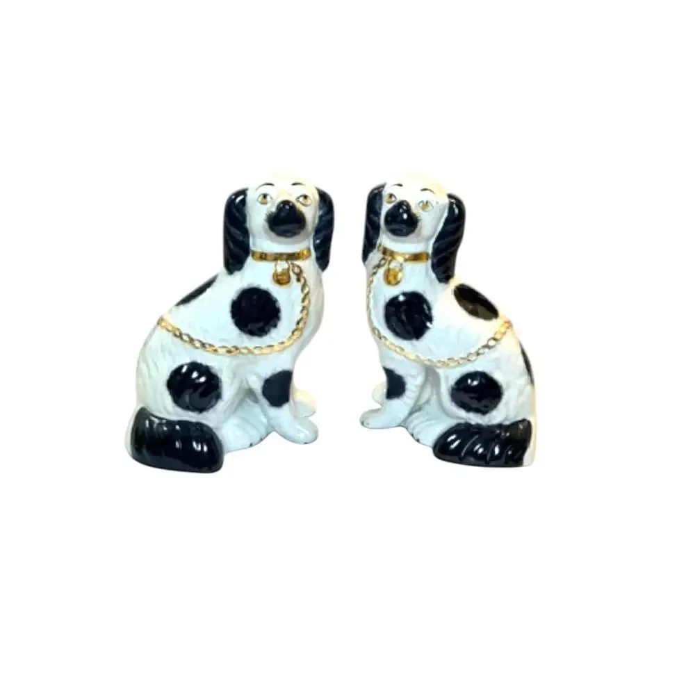 Antique Victorian Staffordshire Spaniel Dogs Pair 9